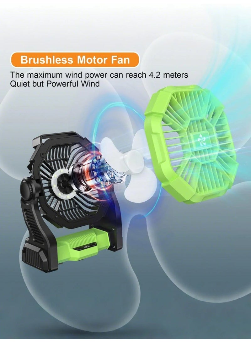 يوفيهي مروحة طاولة، مروحة تخييم، مروحة محمولة، مروحة مكتب قابلة لإعادة الشحن، سرعة قابلة للتعديل مع خطاف، مناسبة للتخييم والمشي لمسافات طويلة والشواء، للاستخدام الداخلي والخارجي، للمنزل والمكتب والسفر (تعمل بمنفذ USB). - Image 5